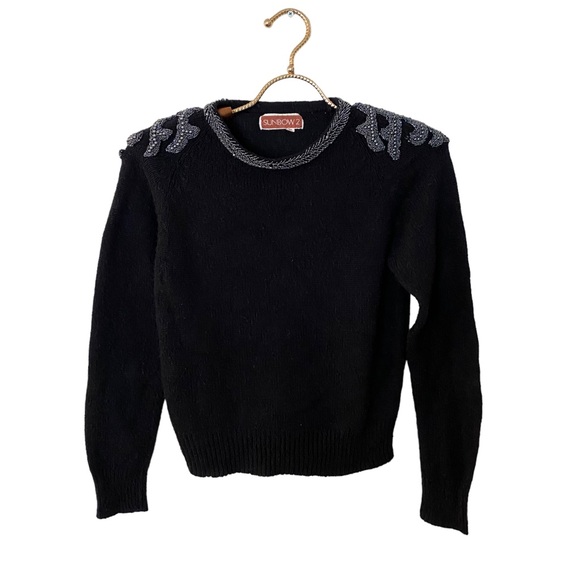 90s Beige Embroidered Beaded Sweater M main image 0